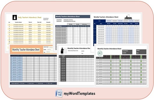 Teacher attendance sheet templates image