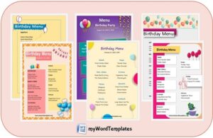 birthday menu templates image