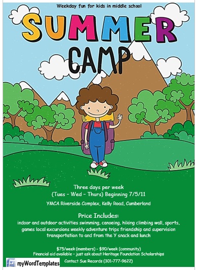 free summer camp flyer template word