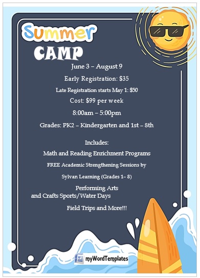 summer camp flyer template word