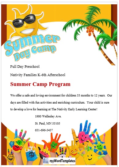 summer camp flyer templates for school