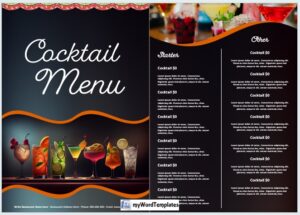 editable cocktail menu template