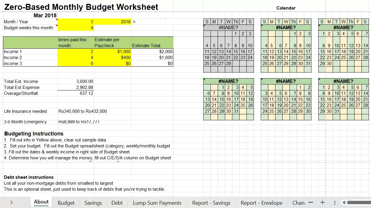 Zero-based Budget Sheet 54028