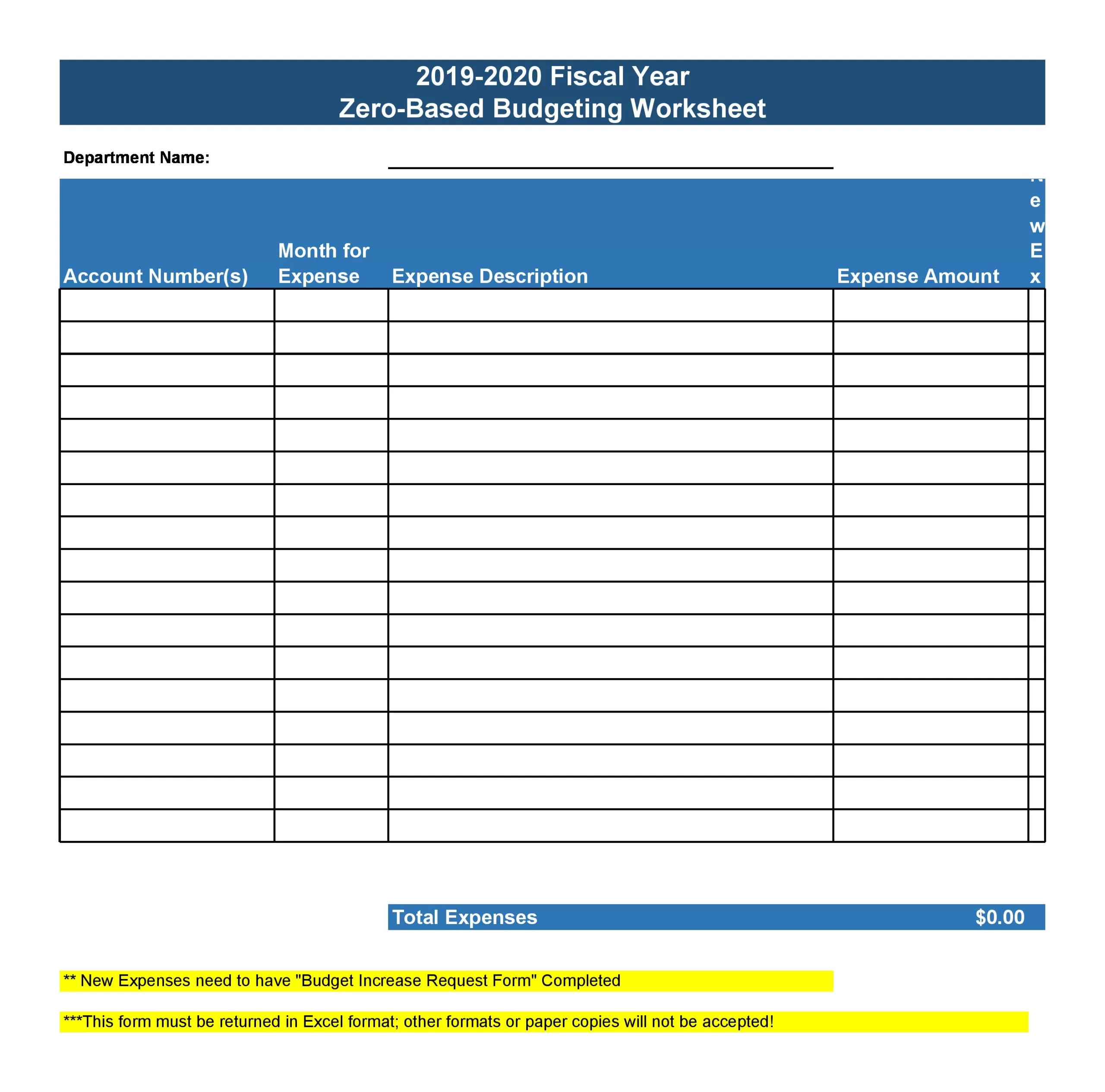 Zero-based Budget Sheet 54035