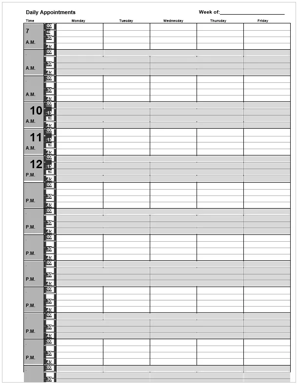 Daily Appointments Schedule