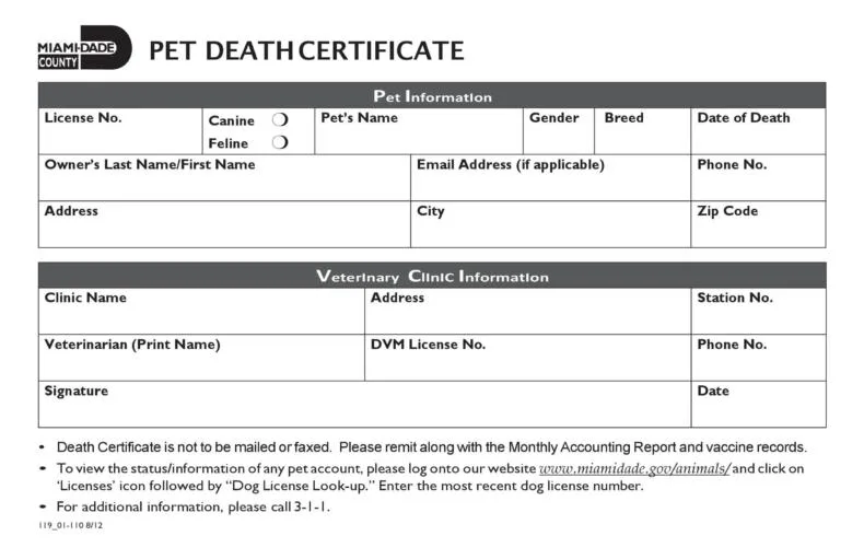 PET Death Certificate
