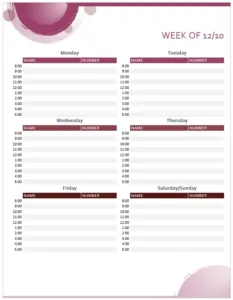 Weekly Appointment Schedule Template